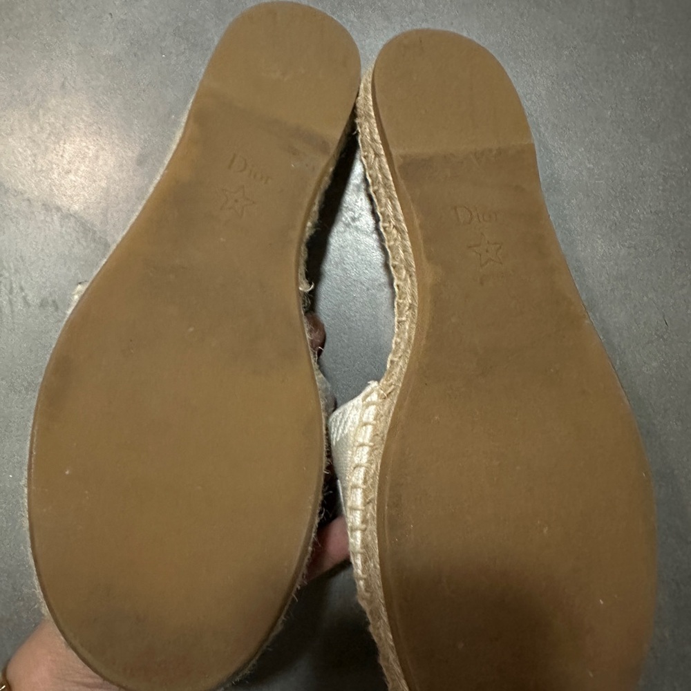 Dior Cream Raffia Slide Sandals - Picture 4 of 5